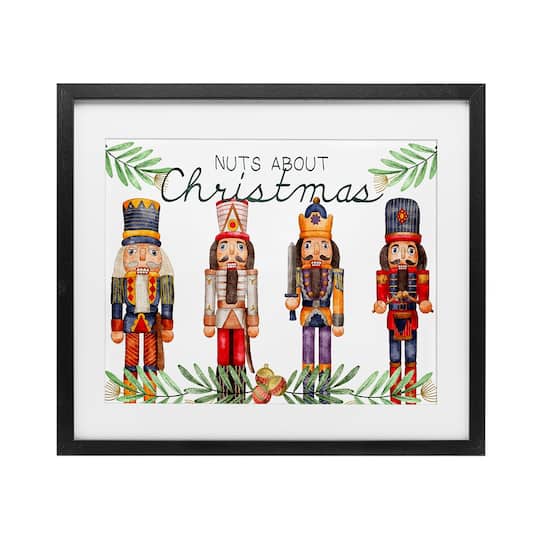 Stupell Industries Nuts About Christmas Nutcrackers Framed Print Under Glass Wall Art